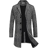 COOFANDY Mens Wool Blend Coat Winter Trench Coats Notched Lapel Collar Single Breasted Overcoat Classic Peacoat With Pockets