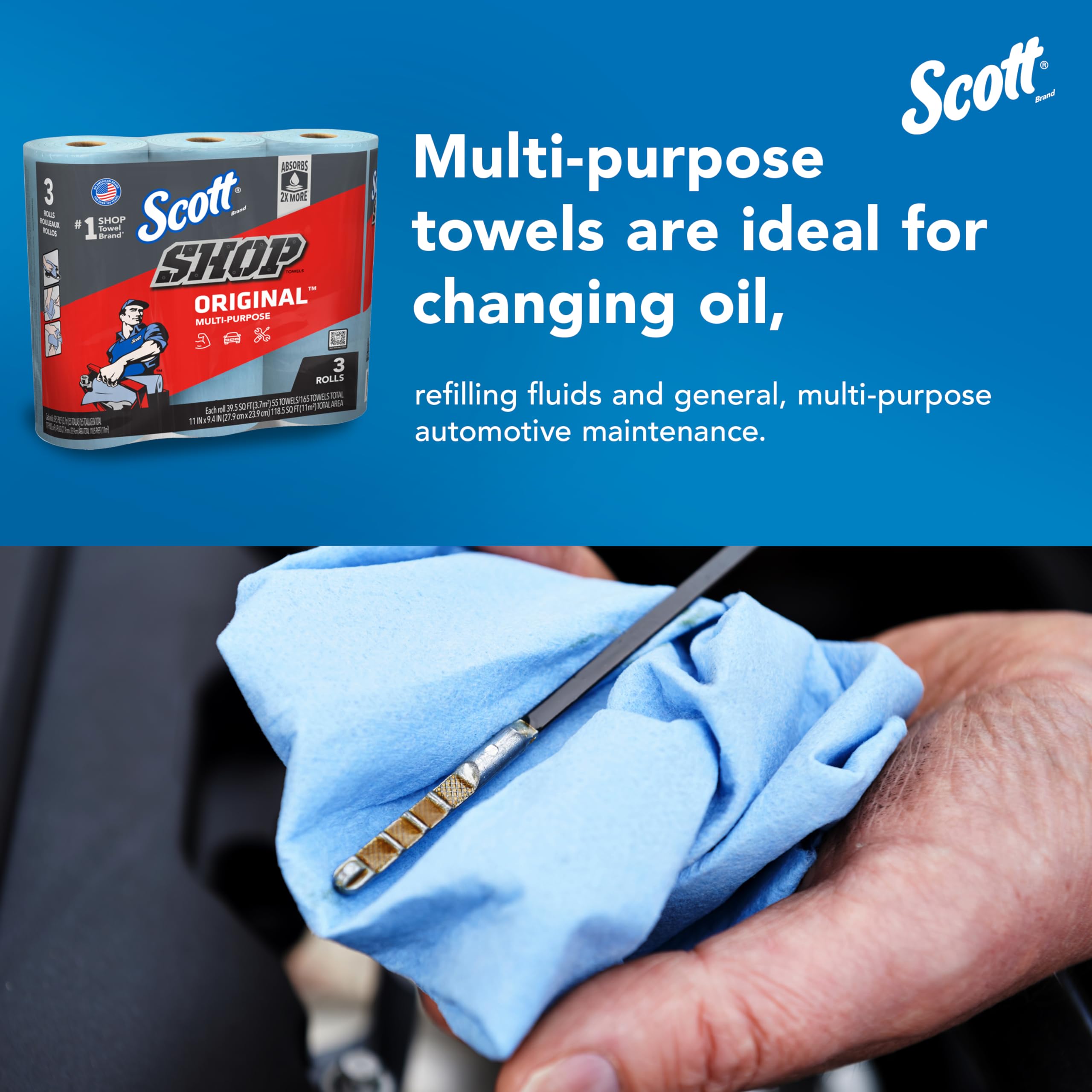 Scott Shop Towels Original (75143), Original Blue Shop Towels, 9.4