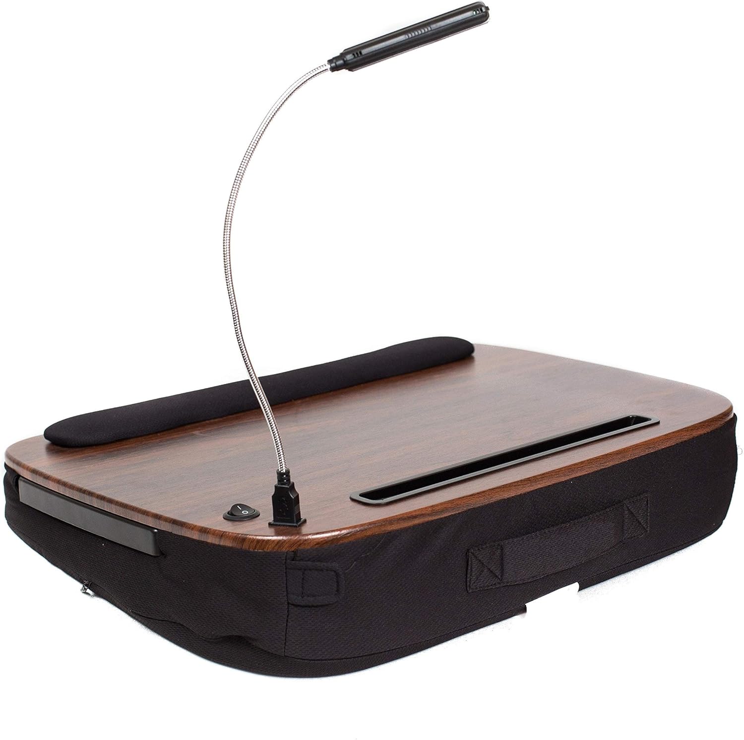 Sofia + Sam Multi Tasking Lap Desk with USB Light (Wood Top) Supports Laptops Up To 15 Inches