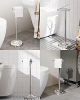WZRUA Free Standing Toilet Roll Holder Chrome Stainless Steel Double Post view 5
