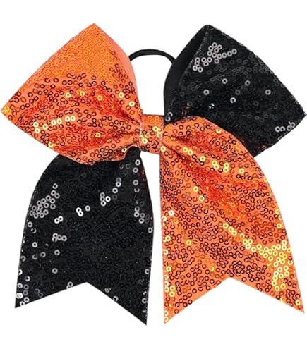 Set of 16 Orange and Black Hair Bows new Orange & Black Polka Dots Pre-Tied Bows - 3 main image 4