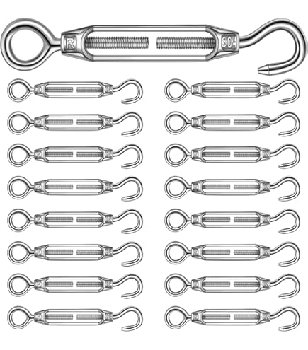 5 Pack Stainless Steel M6 Hook And Eye Turnbuckle, Heavy Duty Wire Rope Tensioner, Adjustable Hardware Kit For DIY String Light And Picture Hanging, Shade Sail, Cable Tightening - View #3