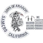 Sons of Patch Anarchy Biker Motorcycle Back Patches Iron On Large Size Embroidered
