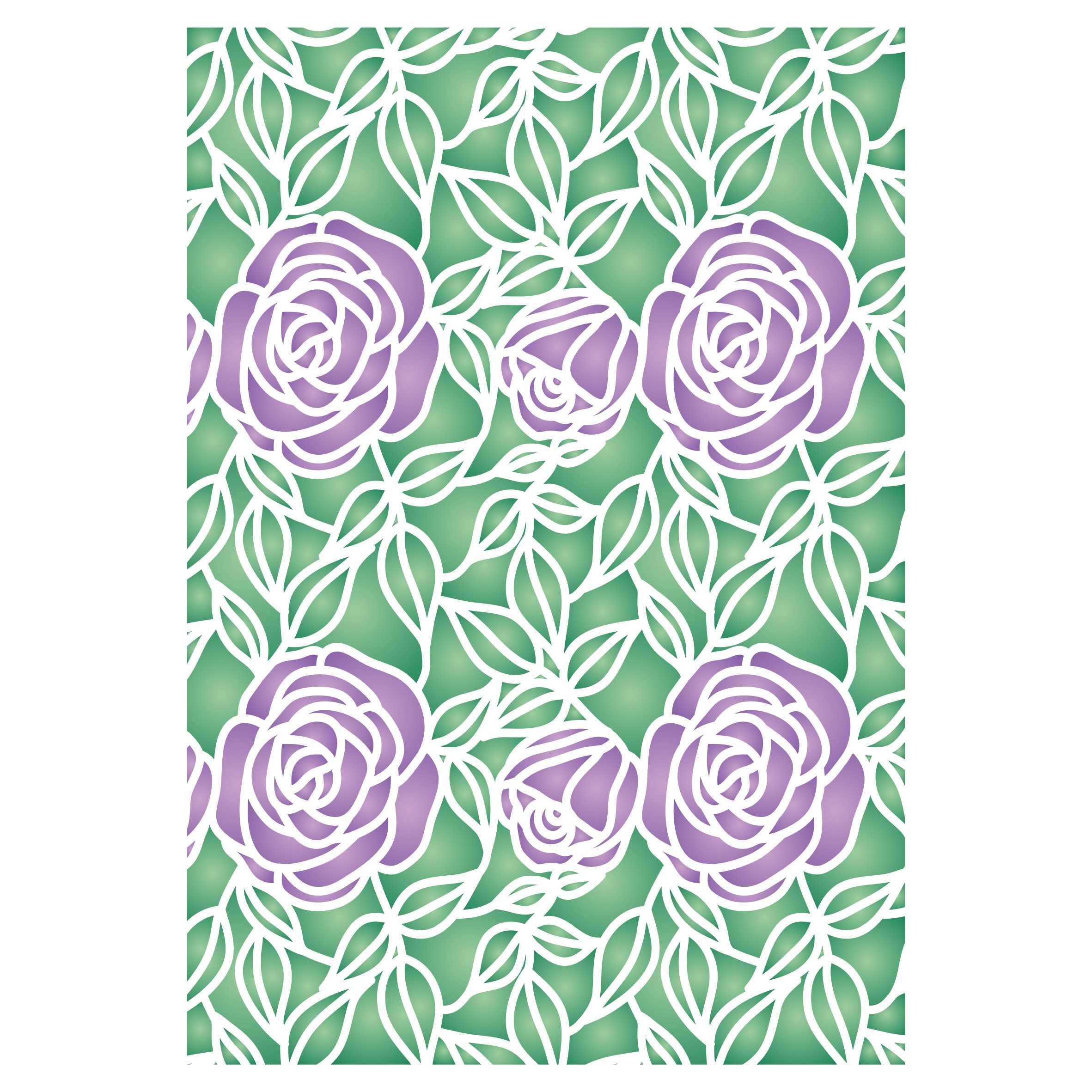 Roses Layering Stencil, 11.43 x 16.51 cm - Layering Stencil use to add Texture and Design to Mixed Media Backgrounds