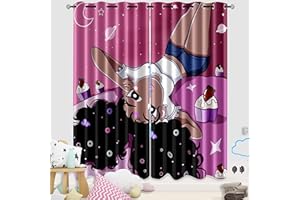 FJKJHKGJ African Girl Curtains for Bedroom Pink Kids Blackout Window Drapes Cute Black Girl Printed Curtains 2 Panel Sets, 82x84 Inch