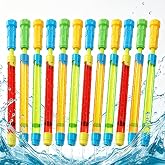 Water Squirt Gun Shoot Up to 40 Feet, Outdoor Water Squirter Toys for Kids Adults, Fun Bulk Blaster Toy for Swimming Pool Beach Summer Outdoor Party Games (12 Pack)