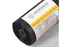 AggFencer 48" x 118" Pet Windows Screen Replacement, Fiberglass Screen Mesh Black for DIY Adjustable Screen Repair, Replacement Patio Windows Door