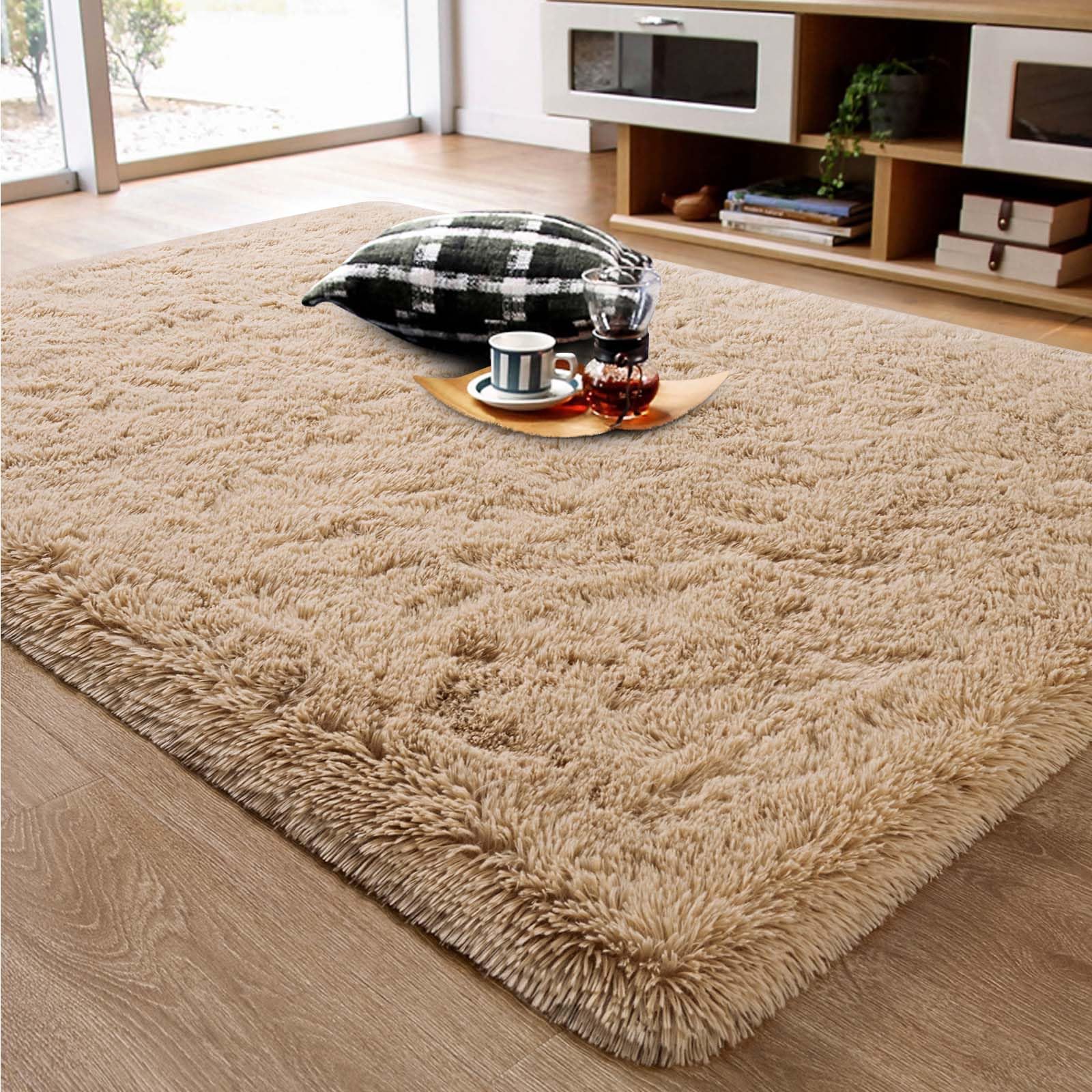 Photo 1 of Ompaa Fluffy Rug, Super Soft Fuzzy Area Rugs for Bedroom Living Room - 5' x 8' Large Plush Furry Shag Rug - Kids Playroom Nursery Classroom Dining Room Decor Floor Carpet, Beige