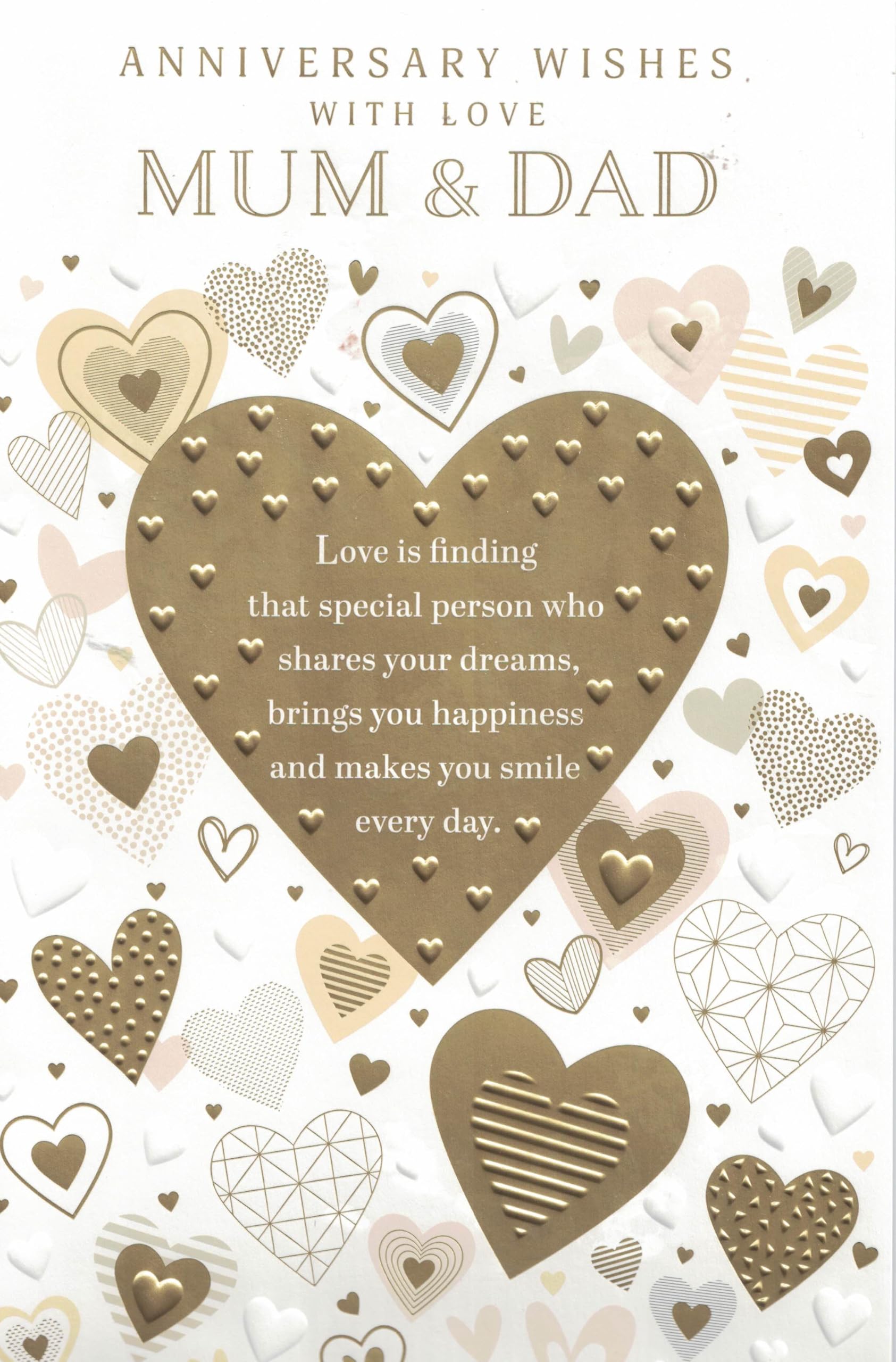 OE Extra Large Mum & Dad on Your Anniversary Card, 8 Page Insert, Modern 3D Design, 12 x 8 Inches