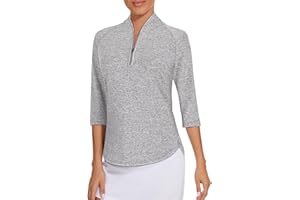 CUCUCHY STYLE Cucuchy Womens Golf Shirt Quick Dry 3/4 Sleeve Quarter Zip Polo Workout Tops Tennis Shirts S-XXL