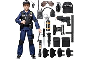 Spooktacular Creations 20PCS Police SWAT Costume for Kids, S.W.A.T. Police Officer Costume for Boys Halloween Cosplay Party