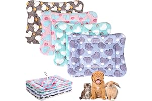 Haull 4 Pcs Waterproof Guinea Pig Bedding Winter Guinea Pig Bed Plush Cage Liners Soft Dog Cat Mat Reversible Winter Cozy Animal Pee Pad Hamster Bed Mat for Bunny(Heart,13 x 18.5 Inch)