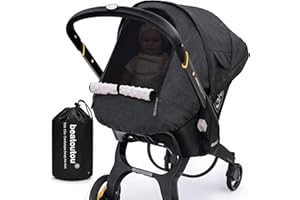 BEATOUTOU Waterproof Baby Car Seat Cover Compatible with Doona Car Seat and Stroller,Patented Windproof Car Seat Canopy for Boys & Girls, Keeps Babies Warm and Coz(Black)