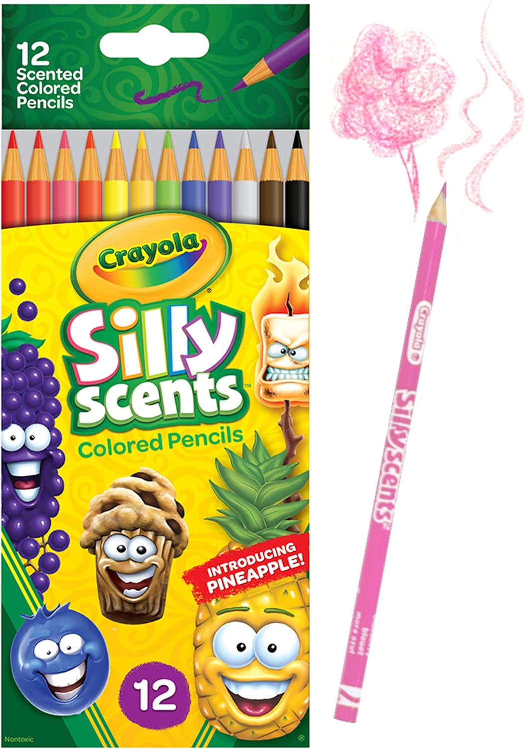 Crayola Silly Scents Scented Colored Pencils, Gift for Kids, 12ct, Assorted, 0.3 x 3.5 x 8.4 inches: Toys & Games
