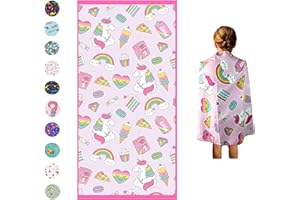 DASHN PRODUCTS Microfiber Beach Towel for Kids - Thin and Large (30"x60") - Unicorn - Absorbent, quick dry, sand free, lightweight, blanket - toddler, girls, boys - For Sports, Pool, Picnic, Camping, Travel, Swim
