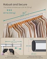 SONGMICS Clothes Rack on Wheels Heavy Duty 150 kg Extendable Rail 160-200 cm view 3
