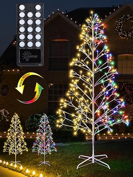 JOOMER CHRISTMAS TREE WITH LIGHTS,7.6FT 336 LED BIRCH...