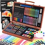Shuttle Art 106 Piece Deluxe Art Set Wooden Case Pencils Oils Watercolors view 1