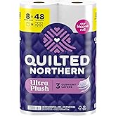 Quilted Northern Ultra Plush Toilet Paper, 8 Super Mega Rolls = 48 Regular Rolls, 3X Thicker*, 3 Ply Soft Toilet Tissue