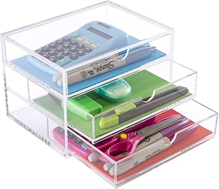 Osco A3276 - Organizador con 3 cajones, acrílico: Amazon.es: Oficina y papelería