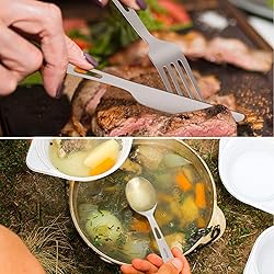 OUTXE Titanium Flatware Knife Fork Spoon Set