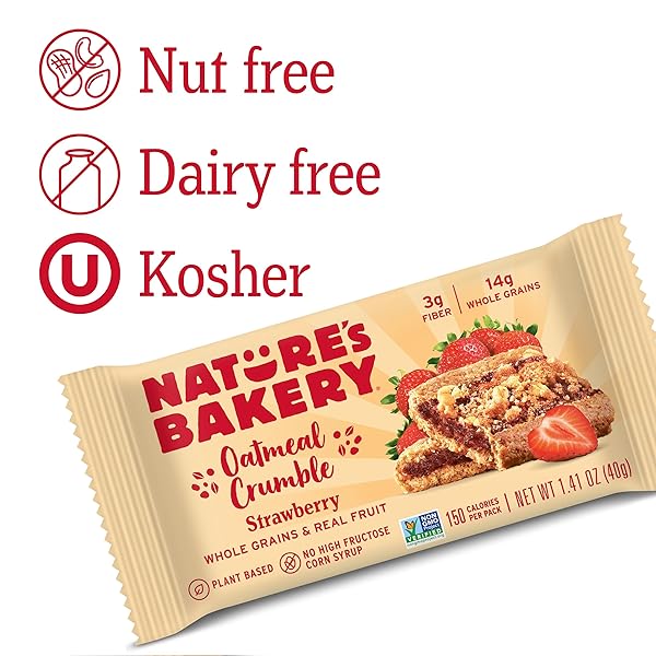 NATUREÂ€™S BAKERY OATMEAL CRUMBLE BARS, STRAWBERRY, REAL FRUIT, VEGAN, NON-GMO, BREAKFAST BAR, 6 BOXES WITH 6 PACKS, 36 COUNT