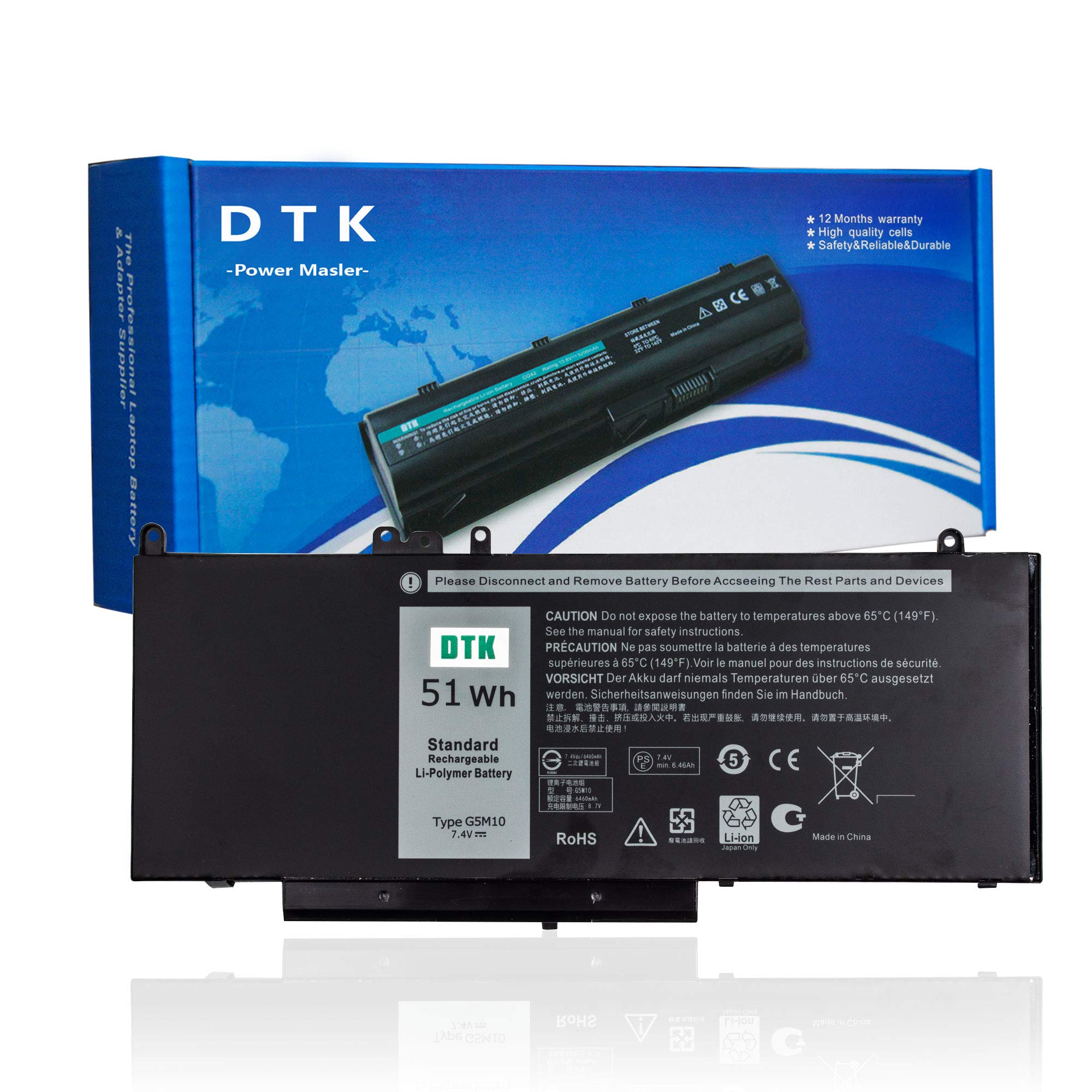 DTK G5M10 Replacement Laptop Battery for Dell Latitude E5250 E5450 E550 15.6 Inch Notebook 0WYJC2 1K