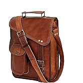 Leather Satchel Tablet Bag Laptop Case Office Briefcase Messenger Gift for Men Computer Distressed Shoulder Bag