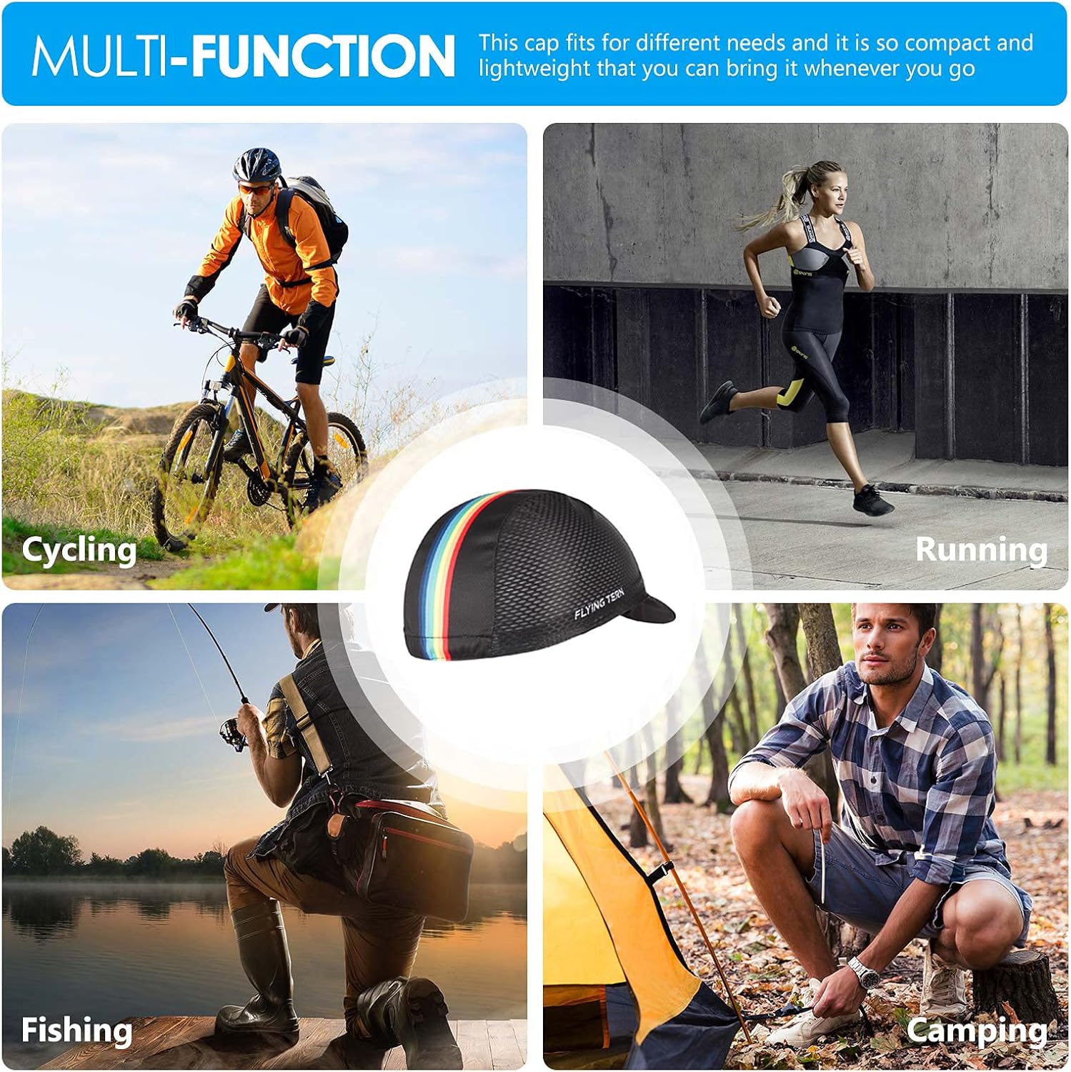 Hikenture Cycling Cap for Men and Women, Bike Hat with Visor Summer Sun Hat (Black) : Sports & Outdoors
