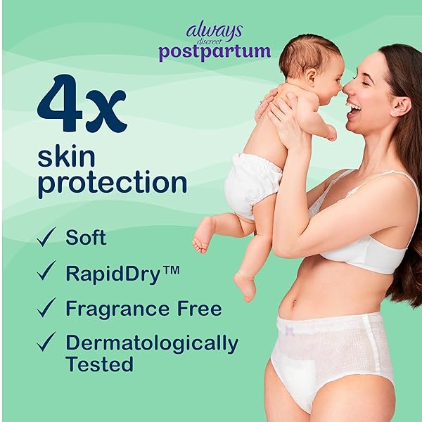 ALWAYS DISCREET POSTPARTUM AND ADULT INCONTINENCE UNDERWEAR FOR WOMEN, SIZE L, MAXIMUM PROTECTION, 14 CT
