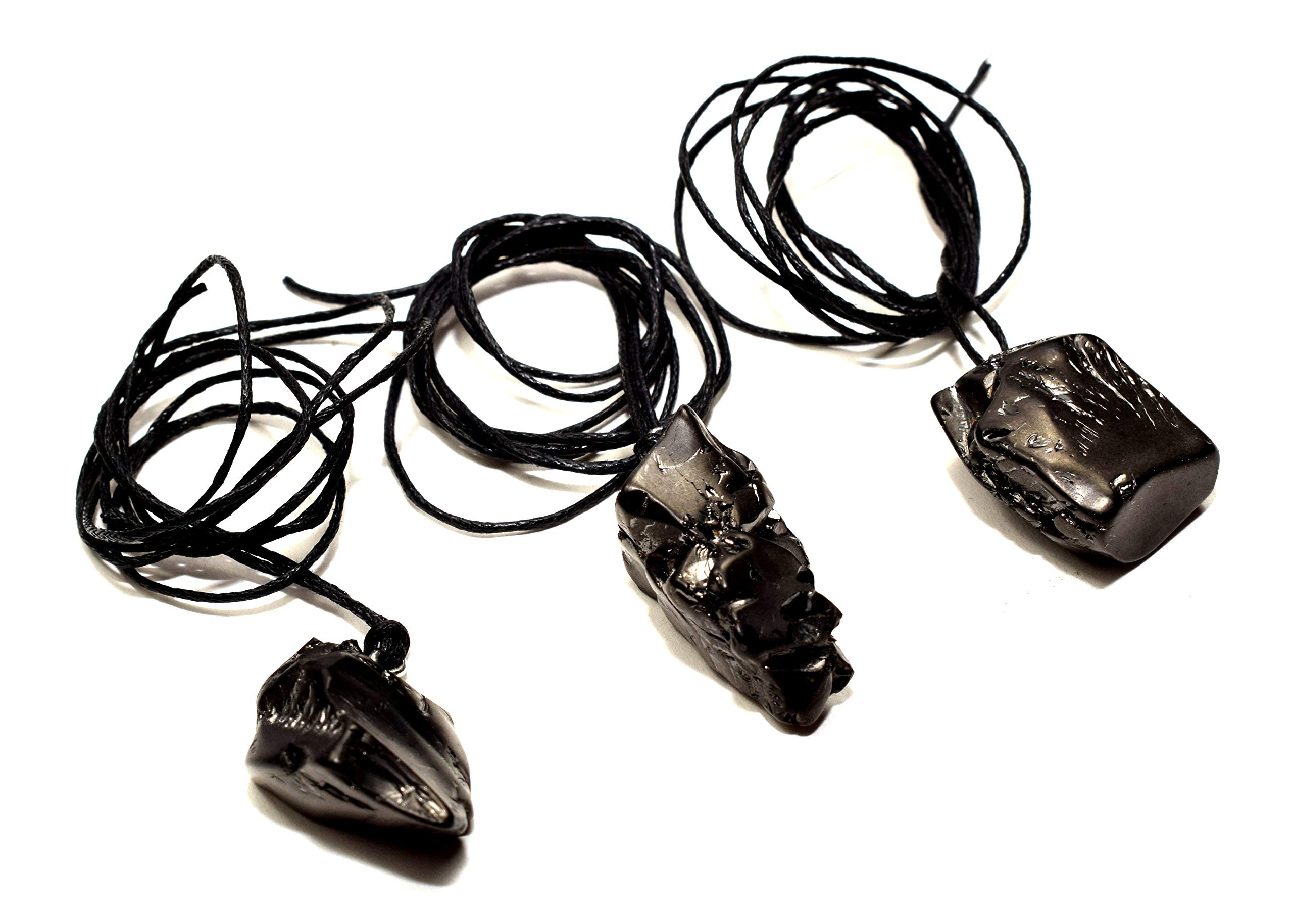 Black Shungite Freeform Pendant Natural Carbon Gemstone Crystal Slightly Polished Mineral Speсimen - Russia (1PC)