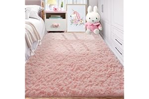 YIDANAMY Area Rugs for Bedroom Living Room: 3x5 Super Soft Fluffy Shaggy Plush Fuzzy Rugs Carpet for Kids Girls Baby Nursery Dorm Room Teen Room Decor Pink
