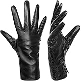 Fzxdfg Womens Leather Gloves Wool Lined Warm Glove Touchscreen for Winter Driving Lambskin Dress Gloves Cashmere Lined