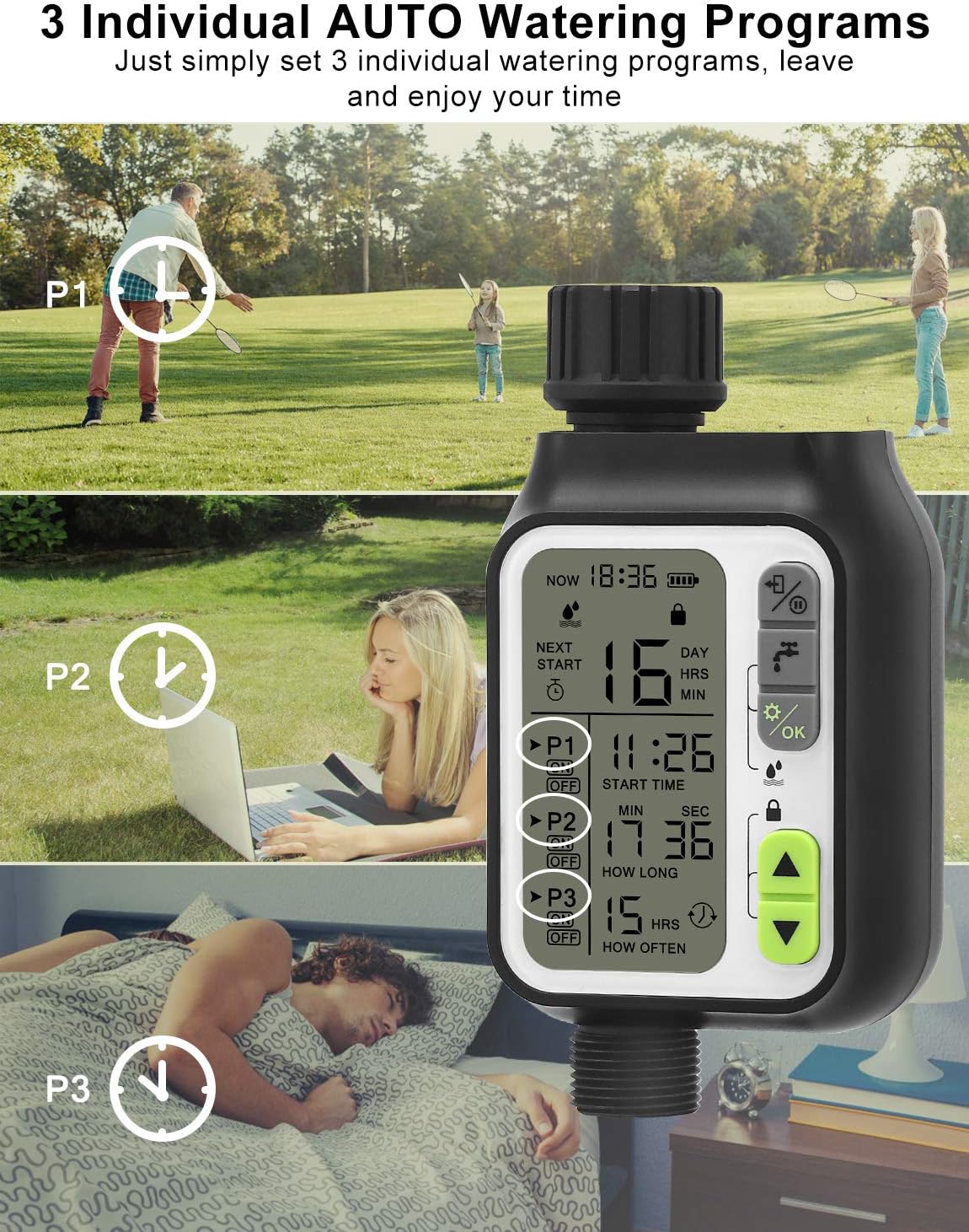 TREKOO Watering Timer Programmable Digital Hose Timer Faucet Timers Irrigation Tool for Garden Lawn Sprinklers: Home & Kitchen