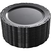 DaYammi 60PCS Black Plastic Plates, Heavy Duty Black Disposable Plates Premium 7.5 inch Dessert Cake Salad Appetizer Plate Hard Plastic Plate Disposable for Party Wedding