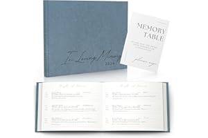 PAIGE MCRAE HOME & DECOR Funeral Guest Book for 2024 Celebration Of Life Memorial Service - Leather Memory Book for Funeral Guests to Sign In with Condolence Memory Table Sign & Back Pocket - Blue Guestbook