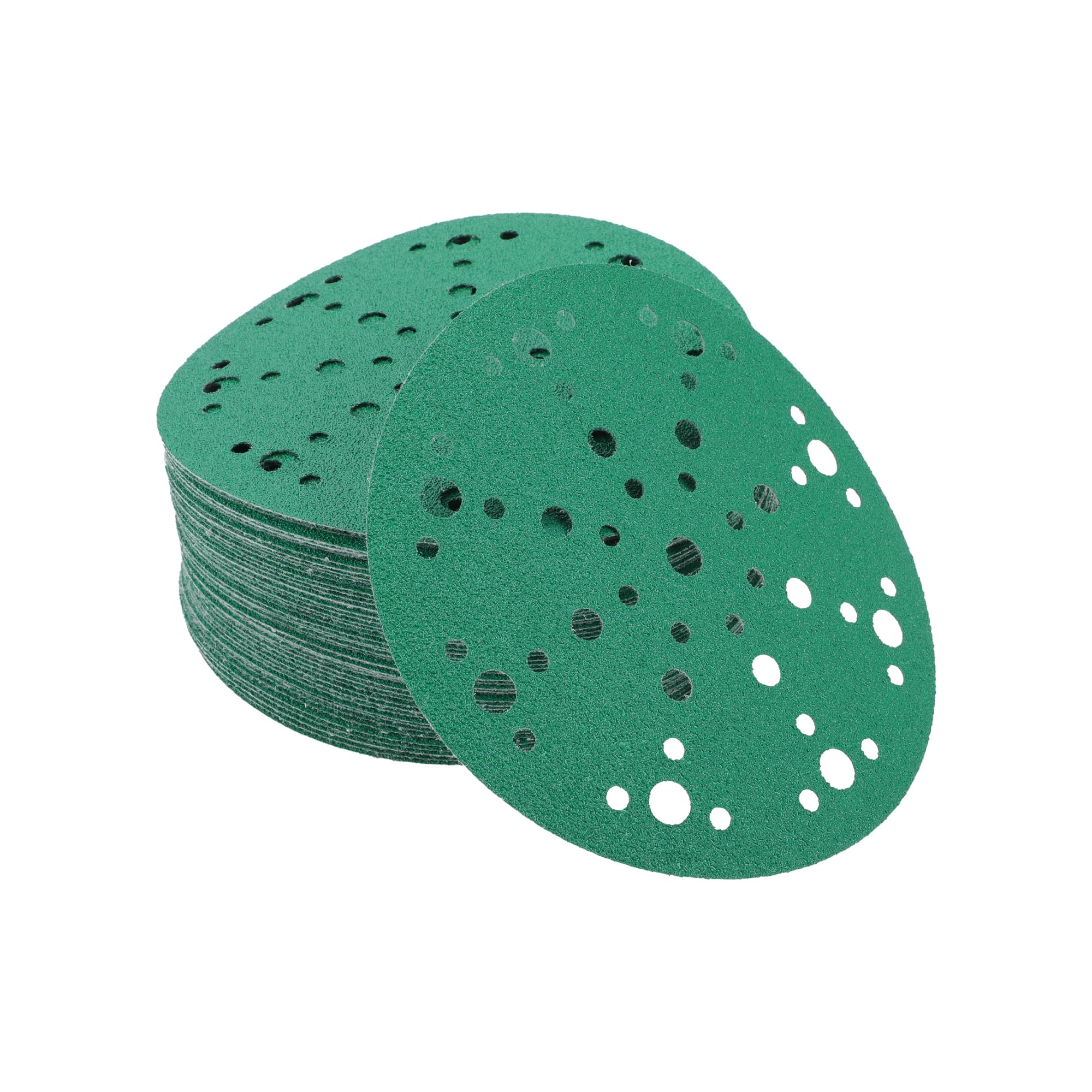 A ABSOPRO Sanding Discs 6 Inch 49 Hole 60 Grit Round Hook and Loop Sandpaper Aluminum Oxide Green 50pcs