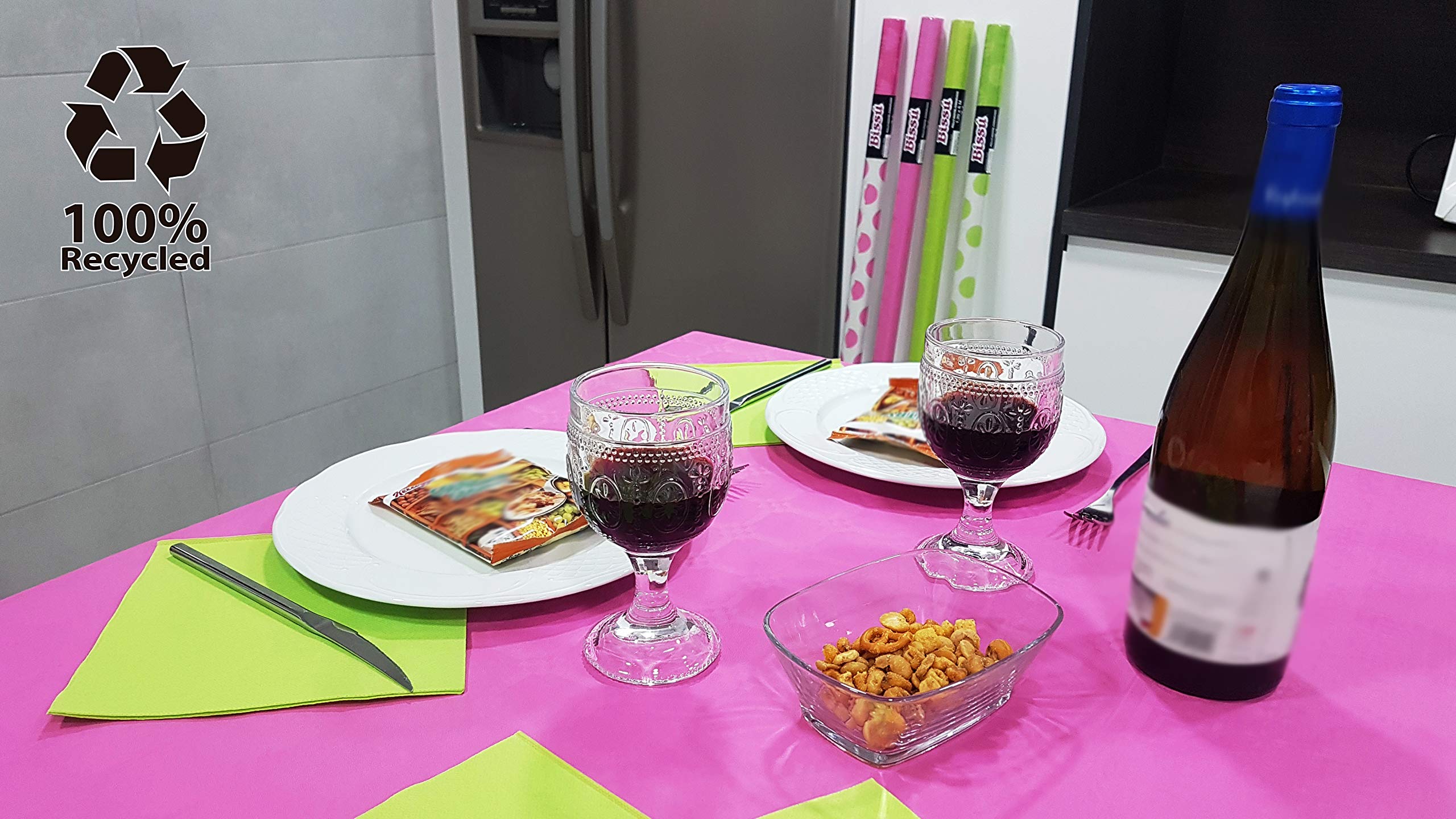 bissu Damask Paper Tablecloth, Recycled, Fuchsia, 1.2 m x 25 m