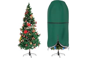 DUDSOEHO Christmas Tree Cover with Adjustable Straps, Durable Upright Xmas Storage Bag with Zipper & Drawstring for 7.5 Foot Artificial Standing Tree with Ornaments, Waterproof, Dustproof