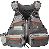 BASSDASH Fly Fishing Vest Adjustable Size with Detachable Water Bottle Holder for Men and Women FV07
