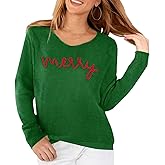 Christmas Sweaters Women Merry Letter Embroidery Hollow Out Knit Long Sleeve Shirt Holiday V Neck Crochet Pullover Top