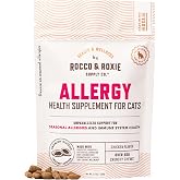 Rocco &amp; Roxie Cat Seasonal Allergy Relief Chews, Probiotics &amp; Fish Oil | Eases sneezing &amp; itching from seasonal allergies; probiotics, fish oil &amp; tart cherry; gut &amp; skin support; daily chew