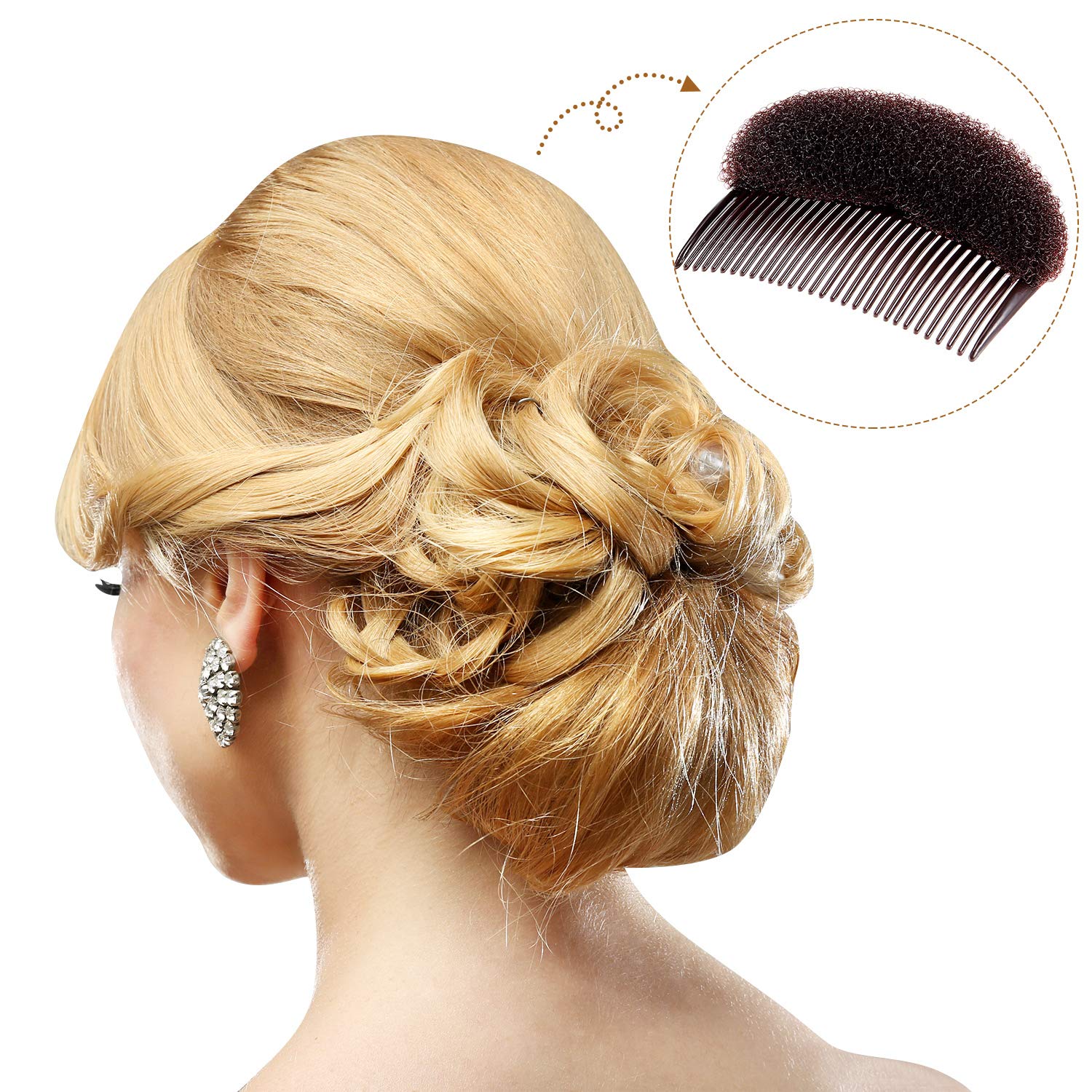 Bump It Up Volume Hair Base Set Sponge Styling Insert Braid Tool Hair Bump Up Comb Clip Bun Hair Pad Accessories for Women Girls DIY Hairstyle (8 Pieces): Beauty