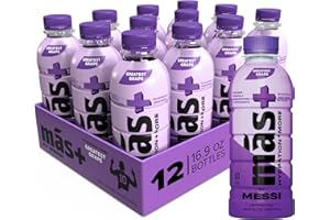 Más+ By Messi Greatest Grape, Sports Drink & Hydration Beverage, Natural Flavors with Vitamins and Electrolytes, No Artificial Sweeteners or Colors, 12-pack