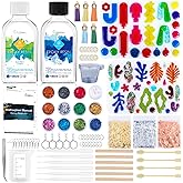 Suzzam 8OZ Epoxy Resin Jewelry Making Kit - No Yellowing, No Bubbles, Easy Mix 1:1, Crystal Clear Resin Kit with Silicone Mold & Resin Supplies for DIY Craft Jewelry
