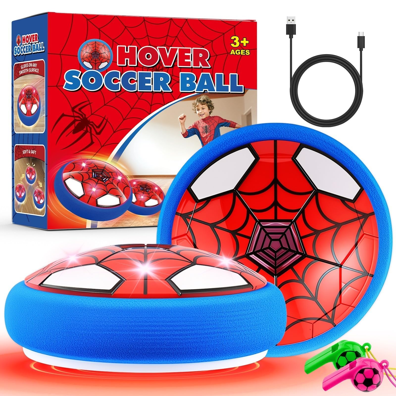 Hover Soccer Ball for Kids, Soccer Toys for Boys 4 5 6 7 8 9 LED Football Toys Gifts for Boys Kids LED Air Power Football — image 1