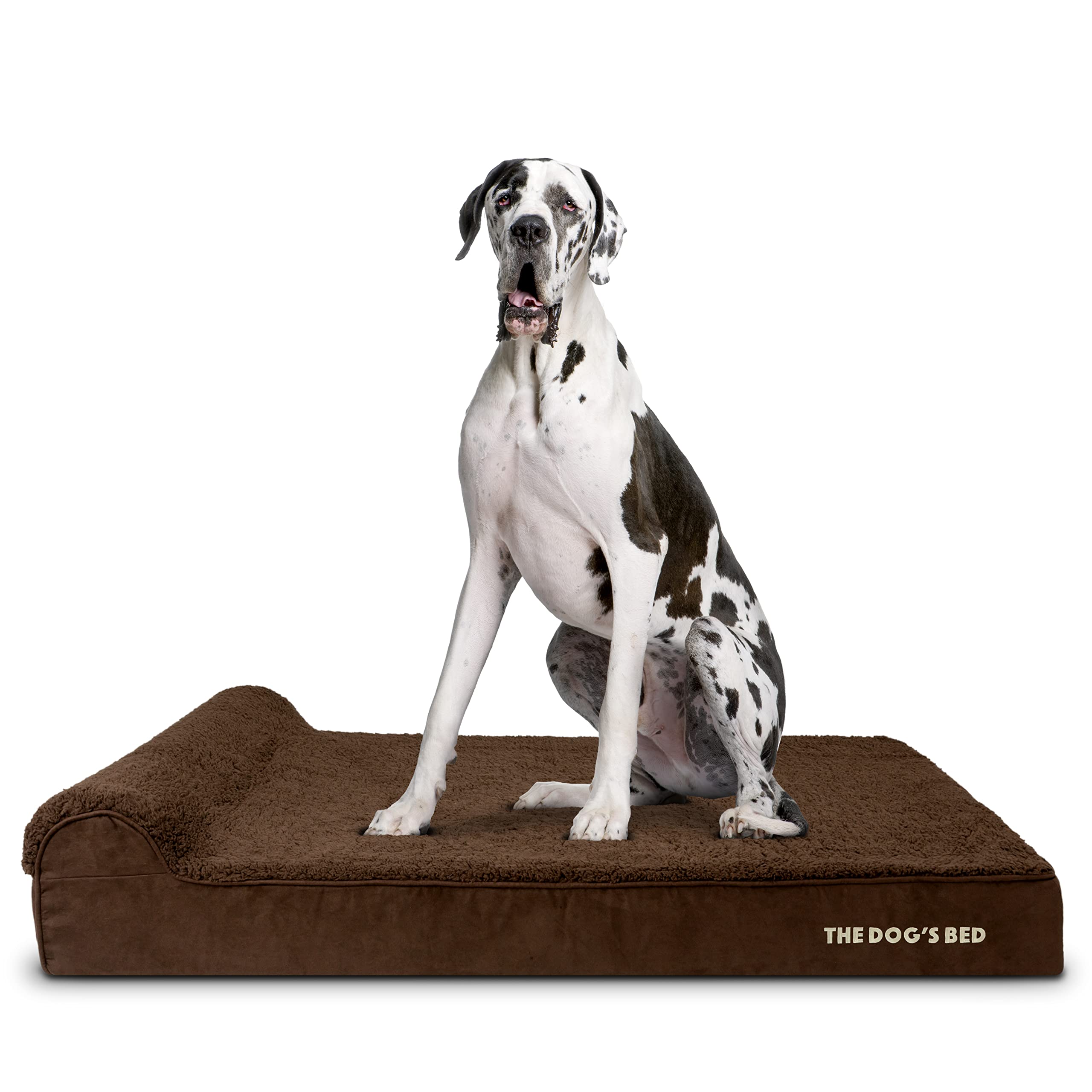 The Dog’s Bed – Orthopaedic Memory Foam Bed with Headrest, Brown Plush, XXL, 15cm