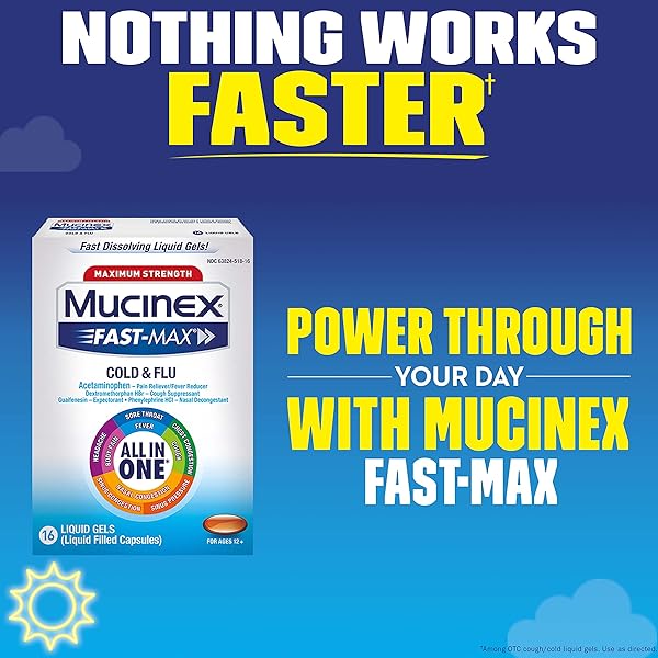 MUCINEX MAXIMUM STRENGTH FAST-MAX COLD & FLU ALL-IN-ONE LIQUID GELS, 16CT (PACKAGING MAY VARY)
