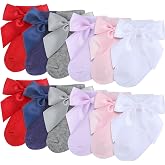 Toulite 12 Pairs Preemie Newborn Baby Socks | Cotton warm ankle socks with bows for preemies, suitable for NICU premature newborn baby girls and boys daily wear