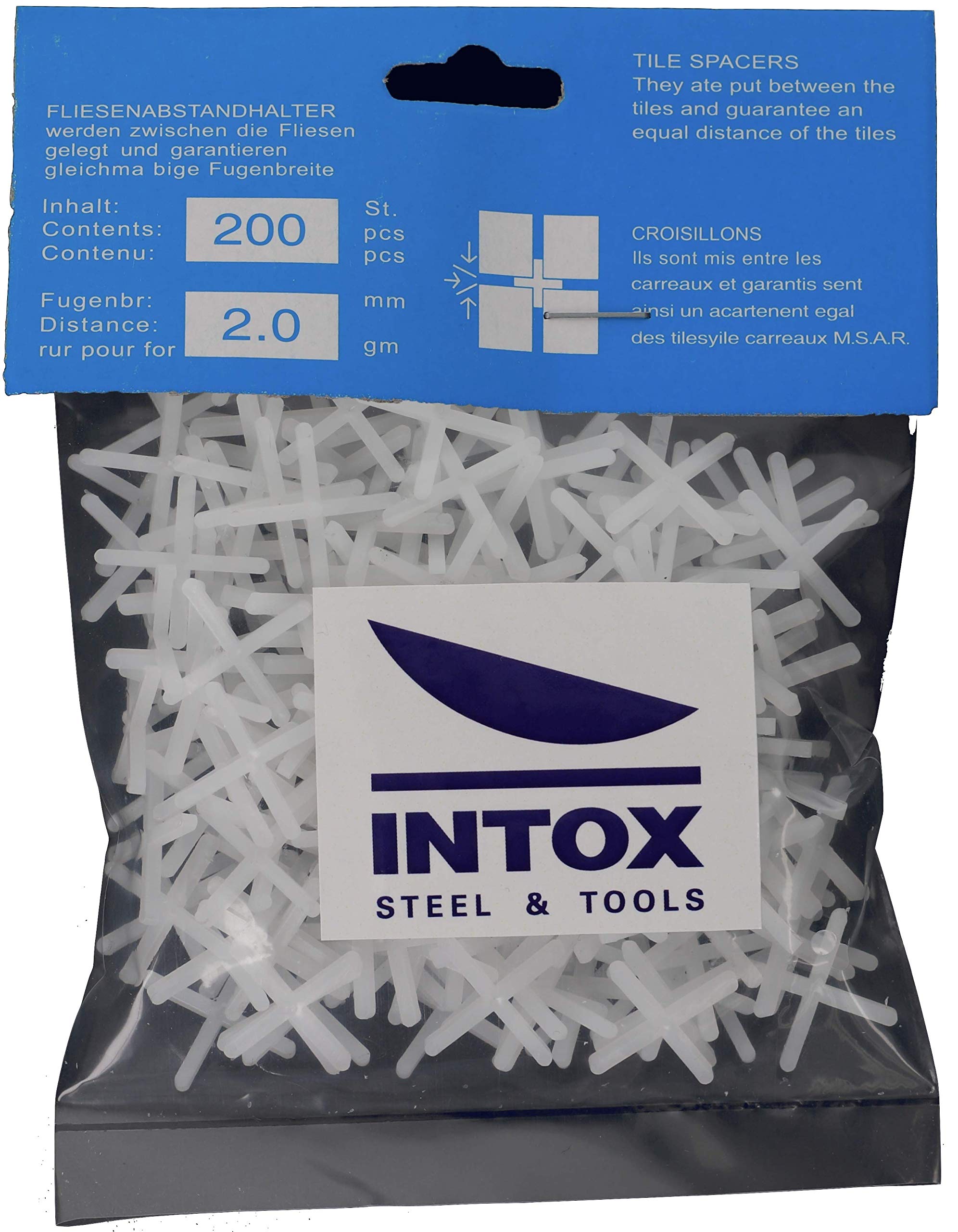 INTOX Tile Spacers 2.0 mm Pack of 200 White